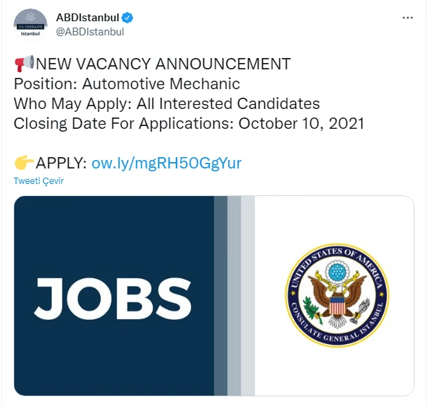 ABD'nin İstanbul Başkonsolosluğu oto tamircisi arıyor: Maaş 98 bin lira